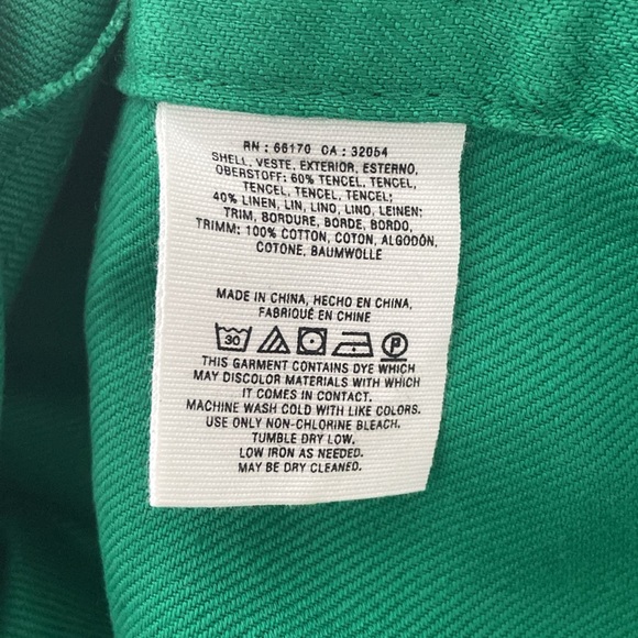 Anthropologie Green Linen Shift Dress Button Side Detail Open Back EUC S… - Picture 10 of 11